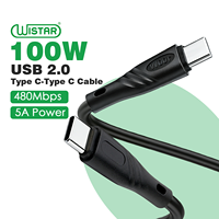 Câble de charge rapide USB C vers USB C WISTAR, chargeur PD 100W Type C, cordon PVC 5A, câble de charge rapide