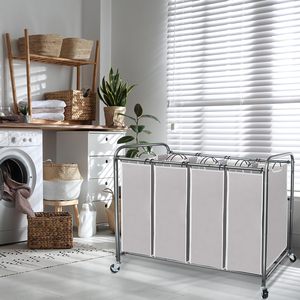 <span class=keywords><strong>Panier</strong></span> séparateur de <span class=keywords><strong>linge</strong></span> portable étanche à 4 sacs avec roues, conception peu encombrante et sacs amovibles - Product Image 6