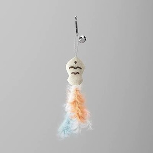 新しいトトロ360度回転は、キャットスティックスチールロッドの小さな魚のヘッドバンドベルキャットトイをからかいます。 - Product Image 4