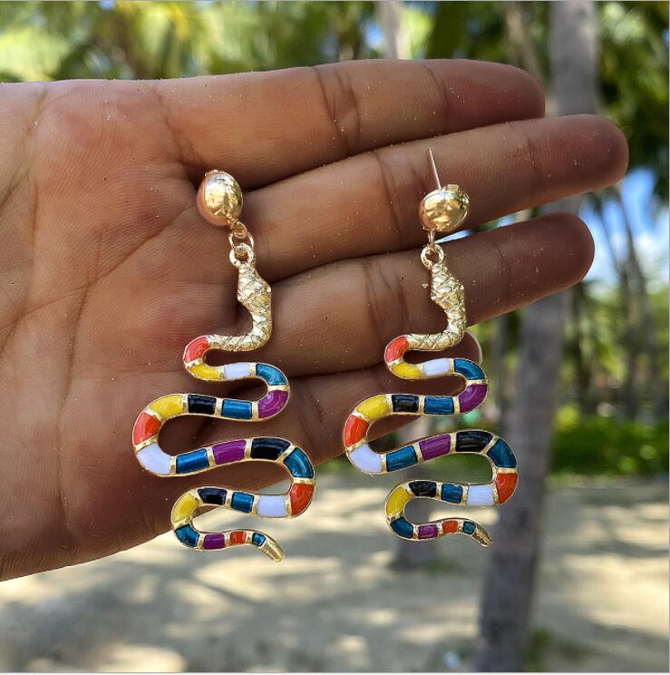 Bohemian Butterfly Flowers Pearl Dangle Drop Earrings for Women Vintage Snake Geometry Hollow Metal Gold Jewelry