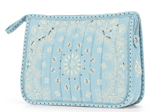 Bandana Paisley Quilted Cosmetic <strong>Bag</strong> Vintage Floral Print Zipper Wristlet Pouch <strong>Large</strong> Capacity Hand Strap Beach <strong>Makeup</strong> <strong>Bag</strong> - Product Image 5