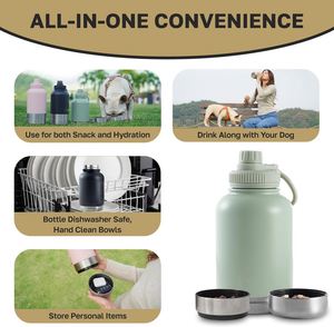 Échantillon Gratuit : Bouteille d'eau isotherme portable en acier inoxydable à paroi simple pour chien, avec compartiment de rangement pour nourriture pour animaux, en stock et prête à l'emploi. - Product Image 5