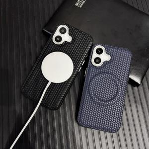 Funda de teléfono de cuero de punto de negocios para <span class=keywords><strong>iPhone</strong></span> 16 15 14 13 <span class=keywords><strong>Pro</strong></span> Max <span class=keywords><strong>11</strong></span> 12 Plus imán fuerte <span class=keywords><strong>Sim</strong></span> almacenamiento funda protectora a prueba de golpes - Product Image 2