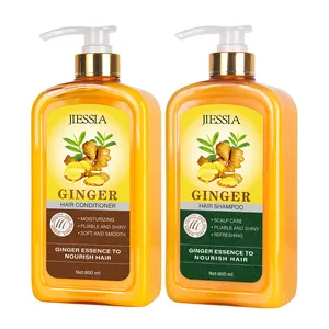 Etiqueta privada aceite de jengibre orgánico a base de hierbas puro anticaspa crecimiento del cabello pérdida de cabello champú y acondicionador de jengibre