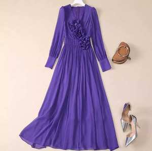 Butik toptan <span class=keywords><strong>2025</strong></span> bahar yeni moda kadın Cinched bel zayıflama pileli çiçek zemin-uzunluk puf 2XL gün tatil için - Product Image 3