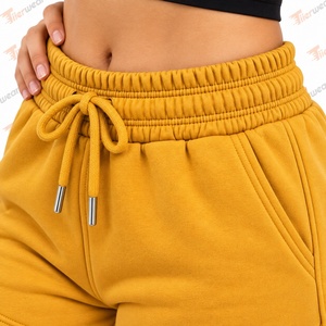 Tiierwear <b>Women's</b> High Waist Breathable Fleece <b>Sweat</b> <b>Shorts</b> with Drawstring and Pockets Plain Dyed Solid Color Casual Yellow - Product Image 6