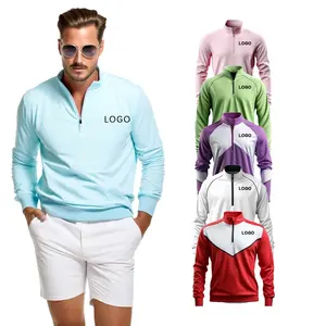 Quick Dry 1/4 zip pullover polo shirts long sleeve men women oversized new fashion men golf casual polo tshirts