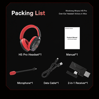 WOOKING HS Pro Headset Gaming Nirkabel Over Ear Tiga Mode dengan Mikrofon, Driver Dinamis 50mm, Tahan Air IPX5 5.3, 15 20