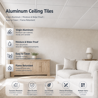 Plaques de plafond suspendu en aluminium pour la maison, panneaux de plâtre pour la décoration de restaurants, papier texturé français 600*600mm, moderne
