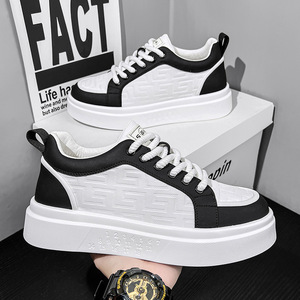 Baskets décontractées à plateforme et semelle épaisse pour hommes, personnalisables OEM, motif gaufré, chaussures de skate basses - Product Image 3