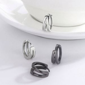 Pendientes de Aro de Plata de Ley 925 de Doble Capa, Color Negro Plateado, para Mujer y Hombre, Chapados en Rodio, Regalos para Bodas y Uso Diario - Product Image 5