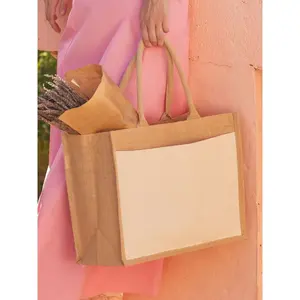 Bolsa de Compras de Yute con Bolsillo de Algodón, Merchandising Personalizado - Product Image 1