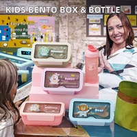 Boîte à bento mignonne en PP avec couvercle en PP pour le déjeuner scolaire des enfants et bouteille d'eau Conteneur de stockage de nourriture élégant pour les enfants