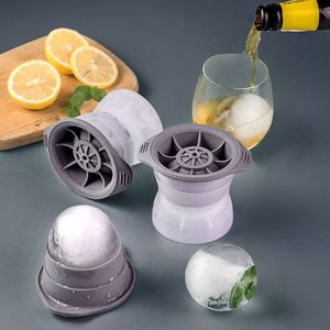 Moule à glaçons rond en silicone à compartiments, grande taille, pour la maison, portable, pour glaçons de hockey, glaçons sphériques pour vin et whisky, avec couvercle - Product Image 1