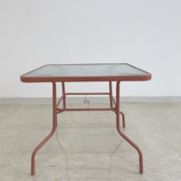 Table carrée d'extérieur en verre trempé, Portable, de loisirs, Patio, jardin