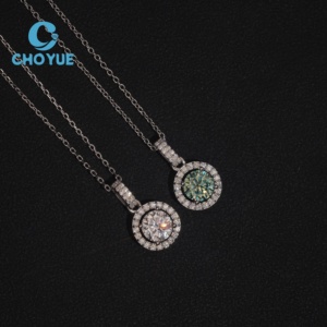 Collar con Colgante de Moissanita Redonda de 6.5MM en Plata de Ley 925, Joyería Fina Personalizada de Moda para Mujer - Product Image 4
