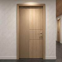 Puerta de Madera Sólida con Marco, Insonorizada, con Diseño de Línea y Textura de Chapa Natural, para Interiores de Dormitorios, del Principal Fabricante de China