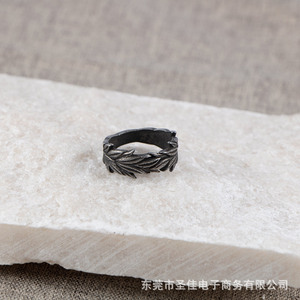 แหวนผู้ชายสไตล์วินเทจ ไทเทเนียมสตีล ลายข้าวสาลี SA1174 ของขวัญเครื่องประดับ - Product Image 3