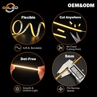 Bande LED COB 5 mm découpable n'importe où, 24 V, dimmable, sans points apparents, 528 LED, Ra90, 2700K, IP20, USB, ruban intérieur, CE, RoHS