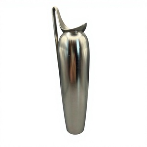 Nickel Polish Large Silver Pillar Artificial <b>Plants</b> Flower <b>Pot</b> Decorative Metal Vases Event Management Supplies New Flower Vase - Product Image 1