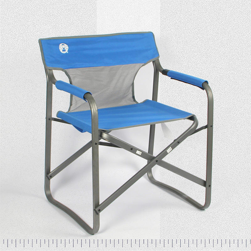 Sky blue director chair with aluminum gray bracket
