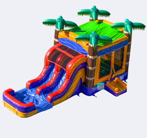 Castillo Hinchable Acuático Infantil con Tobogán Doble y Zona de Salto, Alquiler Comercial - Product Image 4