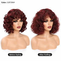 Perruque synthétique bouclée mi-longue style bob avec frange, effet rétro ondulé, densité 200 %, pour femmes, usage quotidien ou soirée, vente en gros, directement de l'usine