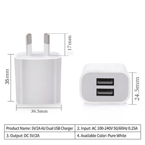 Cargador Rápido para Teléfono con Doble USB y Enchufe AU de 5V2A, Directo de Fábrica, 10W, Cubo Compacto, Carga Simultánea de Dos Dispositivos, Logotipo Personalizado - Product Image 3