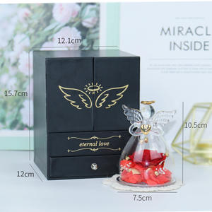 TC รูปปั้นนางฟ้าแก้วรูปกุหลาบนิรันดร์ในกล่องของขวัญวันวาเลนไทน์ของขวัญวันแม่ของขวัญกุหลาบนิรันดร์ - Product Image 3