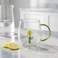 Gobelets en verre borosilicate de luxe faits à la main en gros - Tasses uniques d'art moderne écologiques 13-14 oz, compatibles micro-ondes et lave-vaisselle