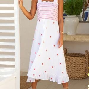 Vestido Midi de Verano Personalizable, Elegante, de Algodón y Lino, Estilo Halter, Casual, Corte A, Sin Mangas, Bordado, para Mujer - Product Image 4