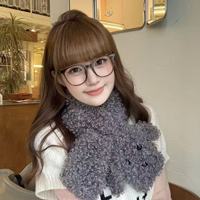 Écharpe polyvalente pour l'automne et l'hiver, écharpe en fourrure mignonne et chaude, fourrure bouclée de couleur unie, écharpe en peluche pour chiot, écharpe d'ambiance
