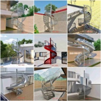 Escalier extérieur pour maison jusqu'au 2ème étage, bâtiment en acier inoxydable 304, glissière d'évacuation incendie, villa duplex, glissière d'escalier de luxe