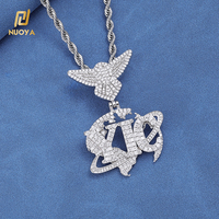 Colgante NUOYA personalizado de plata de ley 925 con moissanita, diseño de águila y letra Tierra, pasa la prueba del diamante, joyería hip hop, regalo para hombres