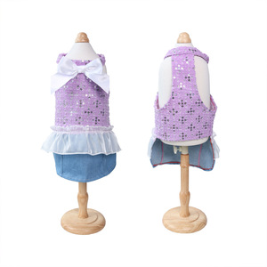 Cute and refreshing pet <b>dress</b> for <b>weddings</b>, purple bow-adorned <b>dog</b> <b>dress</b>, summer breathable pet <b>dress</b>. - Product Image 3
