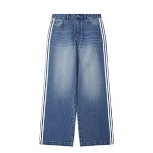 Personnalisé Printemps Tendance Style Trois Rayures Jeans Hommes Personnalisé Marque High Street Jeans Pantalon Pour Hommes 2024
