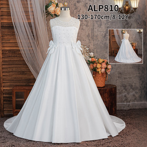 MQATZ <span class=keywords><strong>Eleganti</strong></span> Abiti Floreali di Lusso per Bambine, <span class=keywords><strong>Vestiti</strong></span> da Cerimonia Bianchi con Schiena Scoperta e Decorazioni in Pizzo - Product Image 4