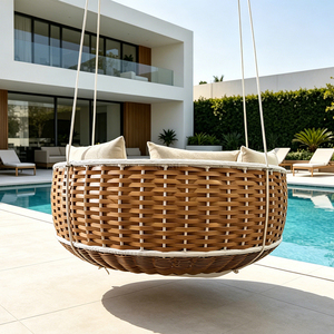 <span class=keywords><strong>Lit</strong></span> suspendu d'extérieur moderne, canapé balançoire pour adulte, mobilier de jardin, <span class=keywords><strong>lit</strong></span> suspendu rond en rotin et corde pour véranda - Product Image 5