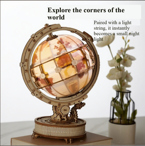 Lámpara de globo de madera, juegos de rompecabezas 3D, juguetes de bloques para niños y adultos para decoración del hogar, regalo de cumpleaños, bloques de construcción DIY, rompecabezas 3D - Product Image 5