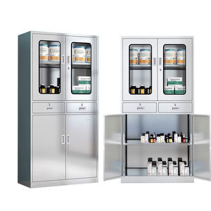 Moderner Medizinschrank aus Edelstahl mit 2 Mittleren Schubladen für Krankenhäuser, Schulen, Fabriken, Werkstätten, Labore - Product Image 2