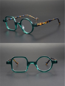 แว่นตากรอบแว่นตาบุคลิกภาพ,ทำด้วยมือแบบญี่ปุ่นสำหรับผู้ชายและผู้หญิงกรอบแว่นตากลมทรงสี่เหลี่ยมแนวเรโทรทรงเหลี่ยมแนวเดียวกันกับดาวนีย์ - Product Image 3