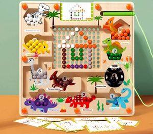 Juguete de Madera Montessori para Niños Pequeños, Juego de Mesa para Aprender los Colores, Laberinto de Dinosaurios - Product Image 2