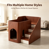 Maison pour animaux de compagnie en bois avec coussin moelleux, cage intérieure en bois massif pour chiens de petite à moyenne taille, lit pour animaux de compagnie à deux étages