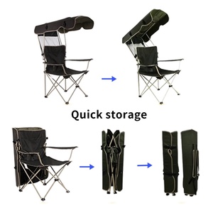 Silla Reclinable de Camping con Toldo, Silla Plegable con Sombrilla para Exteriores, Resistente al Viento, para Playa y Ocio - Product Image 2