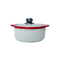 JW Wholesale Marmite en Céramique Pot à Soupe Double Anse Céramique Blanche Soupière Bol à Soupe avec Couvercle