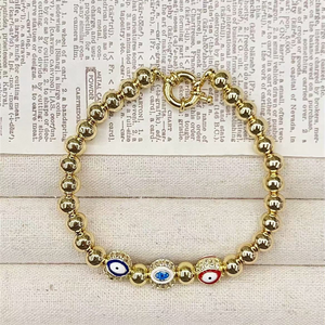 Bracelet tendance en perles <span class=keywords><strong>de</strong></span> cuivre plaqué or CH-LAT0831, bracelet à breloques religieuses plaqué argent, Vingir Marie/Jésus, bijoux en gros - Product Image 4