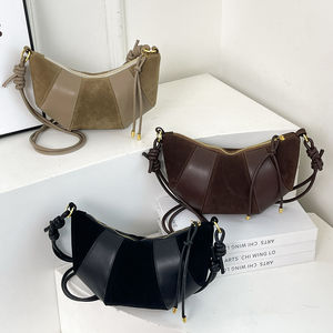 Sac à bandoulière Fashion Underarm-Sac à bandoulière de luxe rétro Croissant avec sac à main en cuir mat pour femmes à la mode - Product Image 1