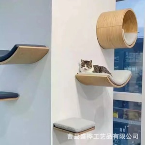 Cama de madera para gatos, nido de pared con cojín para gatos de interior, hamaca para mascotas, cama para dormir, estructura para trepar. - Product Image 3