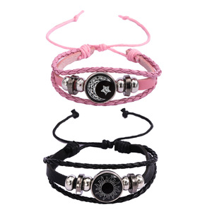 Luminous Sun Moon Lover Time Gem Alloy Unisex Retro Handmade Multi-layer <strong>Beaded</strong> Braided <strong>Bracelet</strong> - Product Image 5