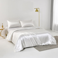 Ensemble de 4 pièces en soie de couleur pure de l'Europe drap de lit taie d'oreiller literie sans rides rayé Satin soie ensemble de literie